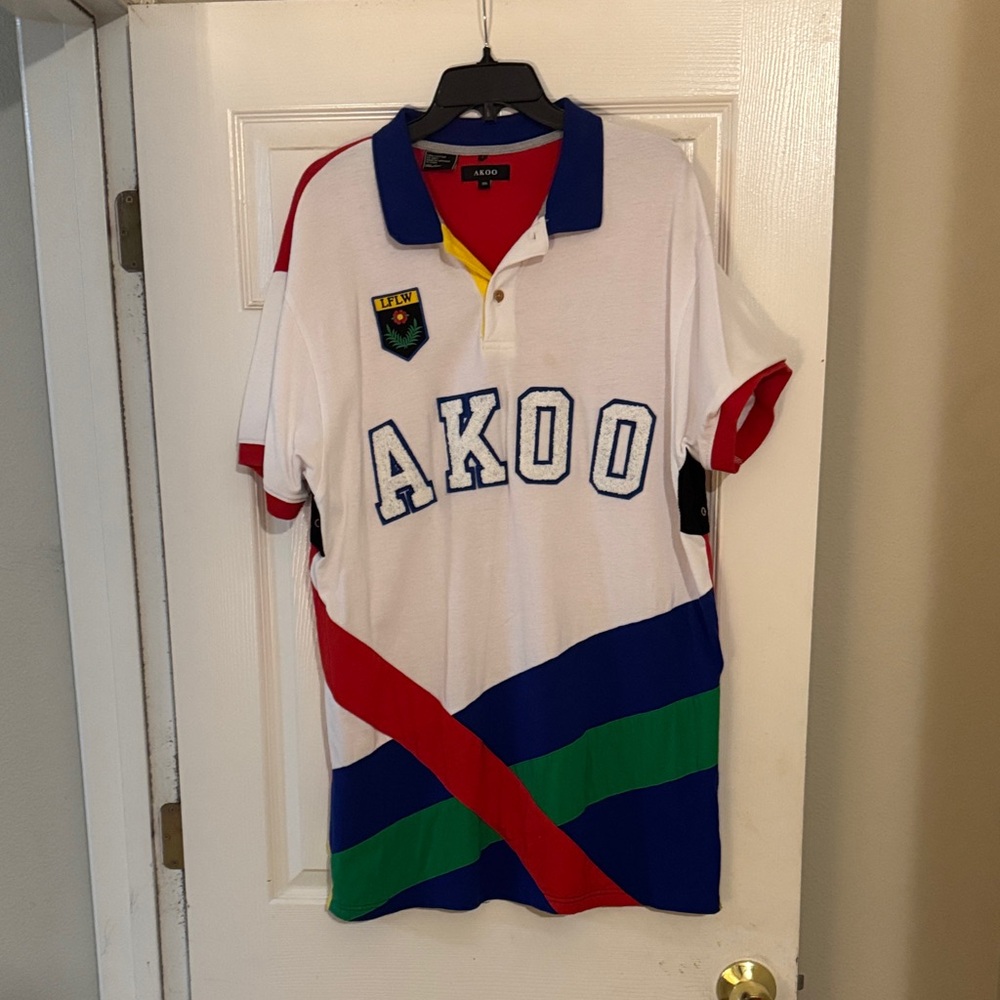Akoo White Polo with Colorful Accents